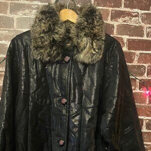 Vintage 90s Elegant Maxi Faux-Fur Coat Dark Chocolate Brown